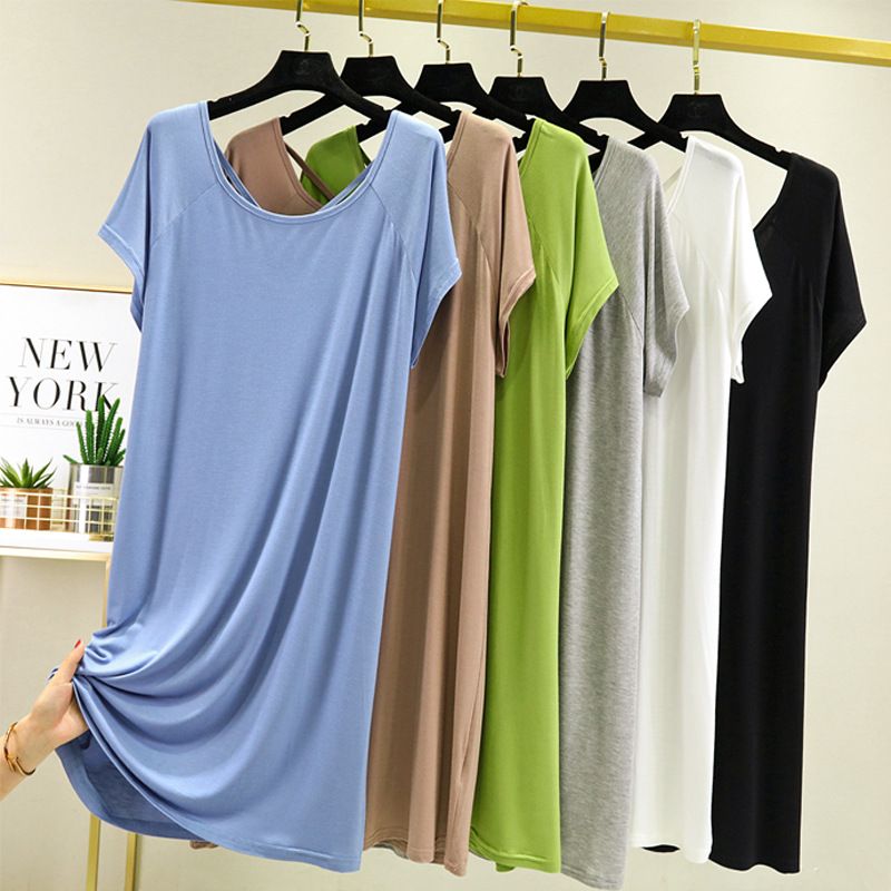 Summer modal pajama dress for women, thin short sleeved loose oversized, pregnant women's home pajama dress, sexy backless dress, casual home clothing, soft, comfortable and breathable