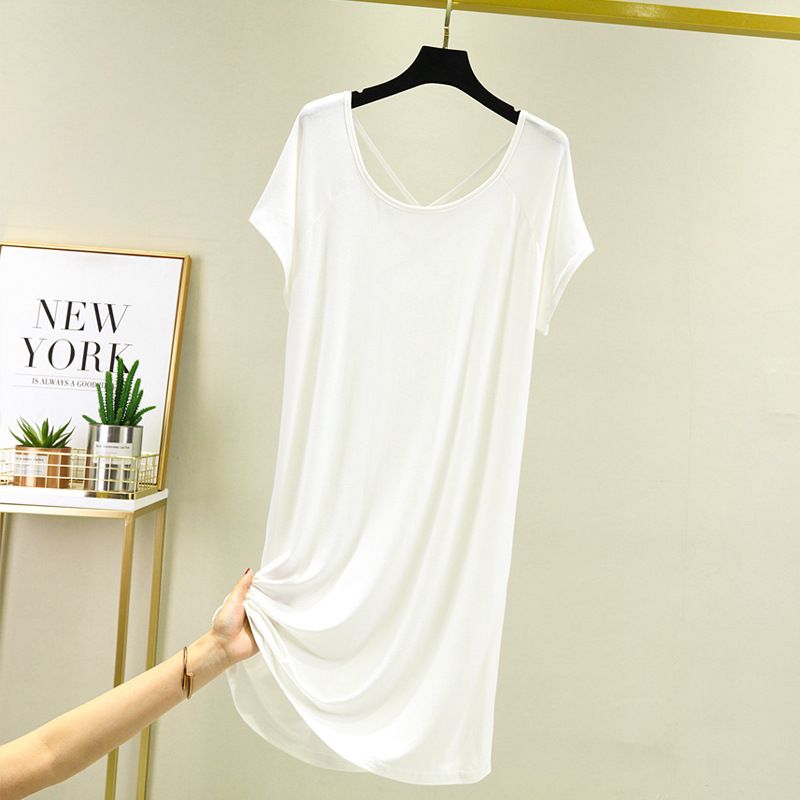 Summer modal pajama dress for women, thin short sleeved loose oversized, pregnant women's home pajama dress, sexy backless dress, casual home clothing, soft, comfortable and breathable
