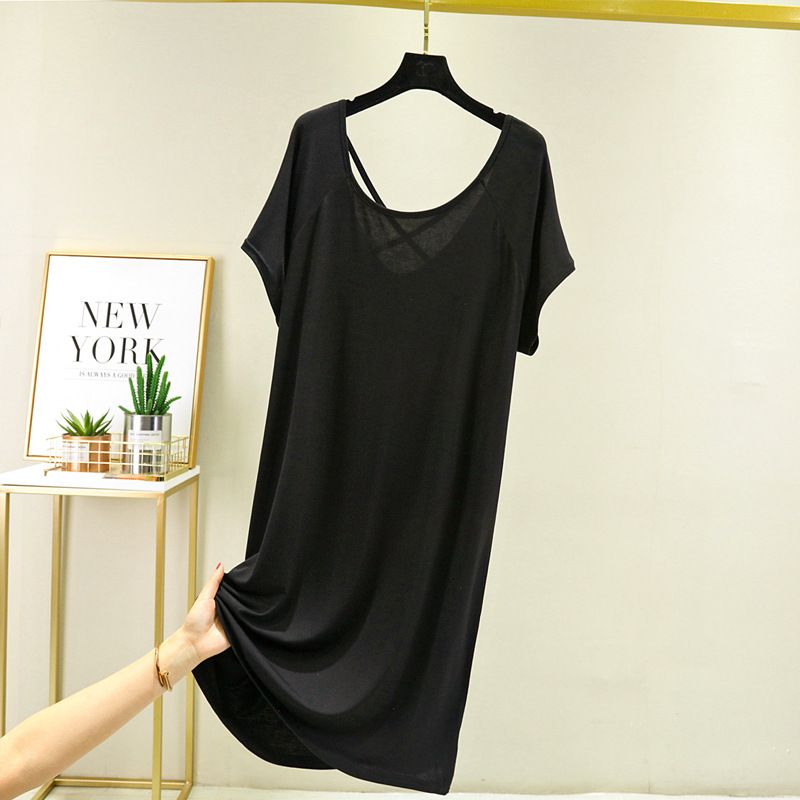 Summer modal pajama dress for women, thin short sleeved loose oversized, pregnant women's home pajama dress, sexy backless dress, casual home clothing, soft, comfortable and breathable