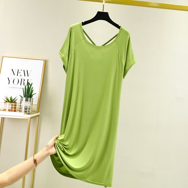 Summer modal pajama dress for women, thin short sleeved loose oversized, pregnant women's home pajama dress, sexy backless dress, casual home clothing, soft, comfortable and breathable