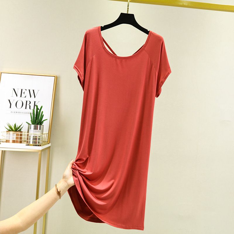 Summer modal pajama dress for women, thin short sleeved loose oversized, pregnant women's home pajama dress, sexy backless dress, casual home clothing, soft, comfortable and breathable