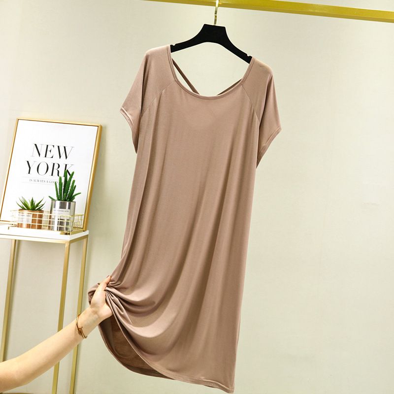 Summer modal pajama dress for women, thin short sleeved loose oversized, pregnant women's home pajama dress, sexy backless dress, casual home clothing, soft, comfortable and breathable