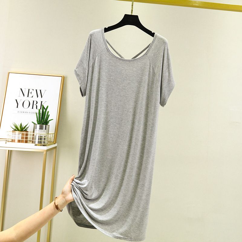 Summer modal pajama dress for women, thin short sleeved loose oversized, pregnant women's home pajama dress, sexy backless dress, casual home clothing, soft, comfortable and breathable