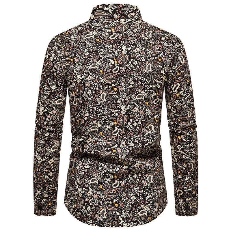 Autumn and Winter New Long sleeved Shirt Men's Paisley Printed European Size Casual Long sleeved Shirt Men's Shirt