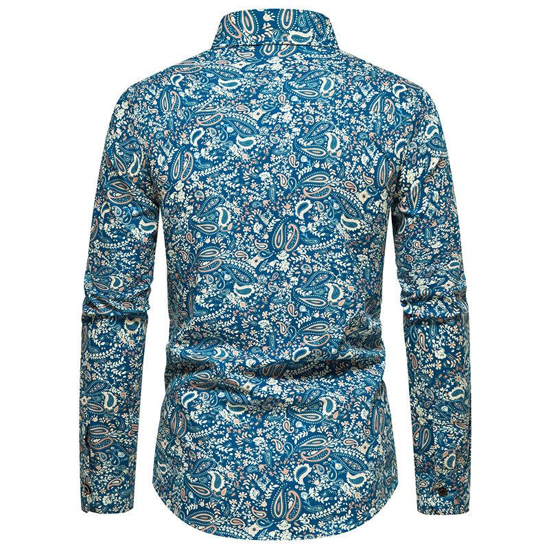 Autumn and Winter New Long sleeved Shirt Men's Paisley Printed European Size Casual Long sleeved Shirt Men's Shirt