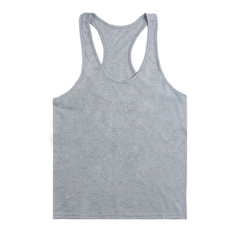New men's training suit with solid color fitness cotton suspender and muscle tank top as the foundation
