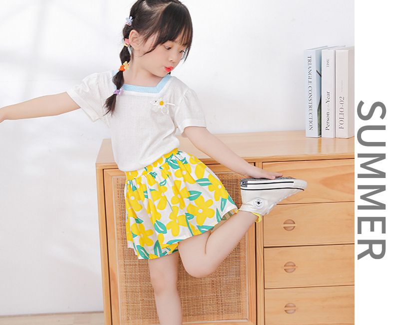 Children's skirts, short pants, children's shorts, pure cotton outerwear, summer clothes, floral hot pants, thin and versatile flower bud skirt pants, new skirt pants