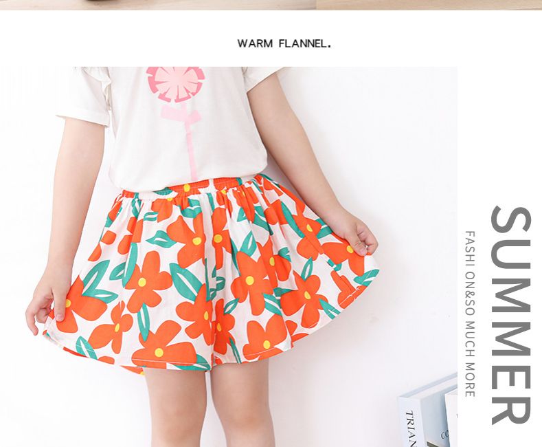 Children's skirts, short pants, children's shorts, pure cotton outerwear, summer clothes, floral hot pants, thin and versatile flower bud skirt pants, new skirt pants