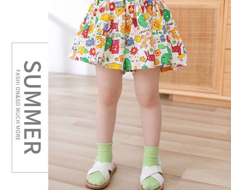 Children's skirts, short pants, children's shorts, pure cotton outerwear, summer clothes, floral hot pants, thin and versatile flower bud skirt pants, new skirt pants