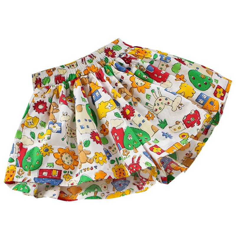 Children's skirts, short pants, children's shorts, pure cotton outerwear, summer clothes, floral hot pants, thin and versatile flower bud skirt pants, new skirt pants