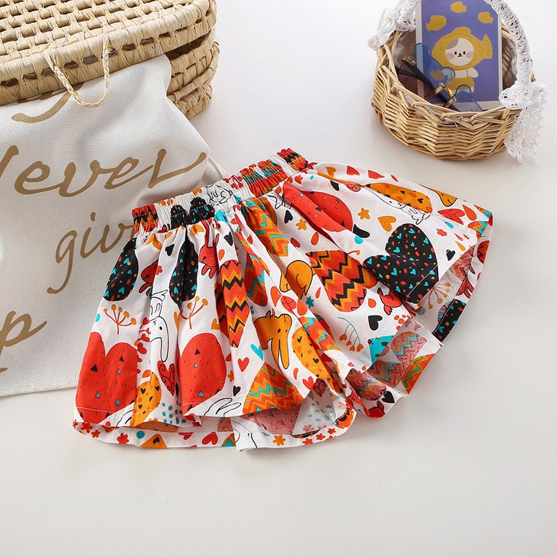 Children's skirts, short pants, children's shorts, pure cotton outerwear, summer clothes, floral hot pants, thin and versatile flower bud skirt pants, new skirt pants