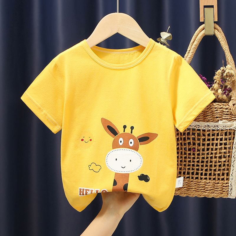 Girls' short sleeved T-shirt, pure cotton, new girls' clothing, children's summer clothing, children's summer top