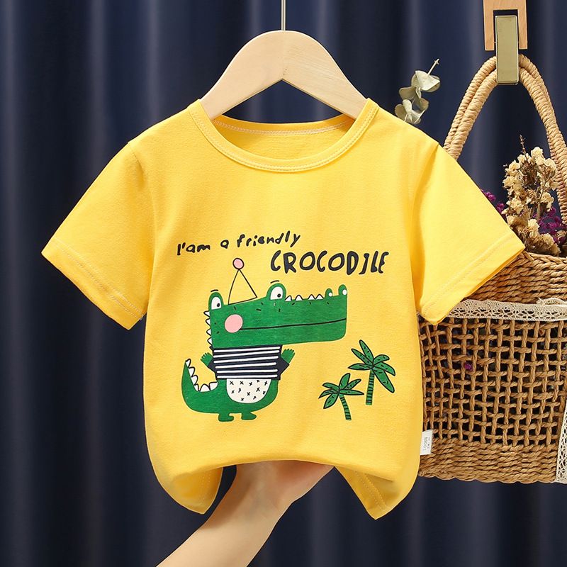 Girls' short sleeved T-shirt, pure cotton, new girls' clothing, children's summer clothing, children's summer top