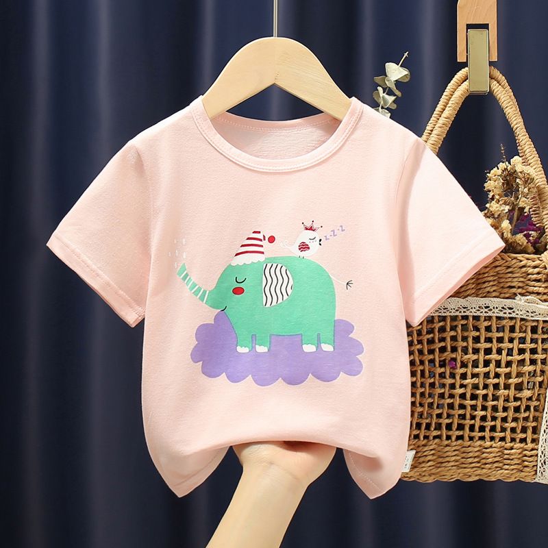Girls' short sleeved T-shirt, pure cotton, new girls' clothing, children's summer clothing, children's summer top