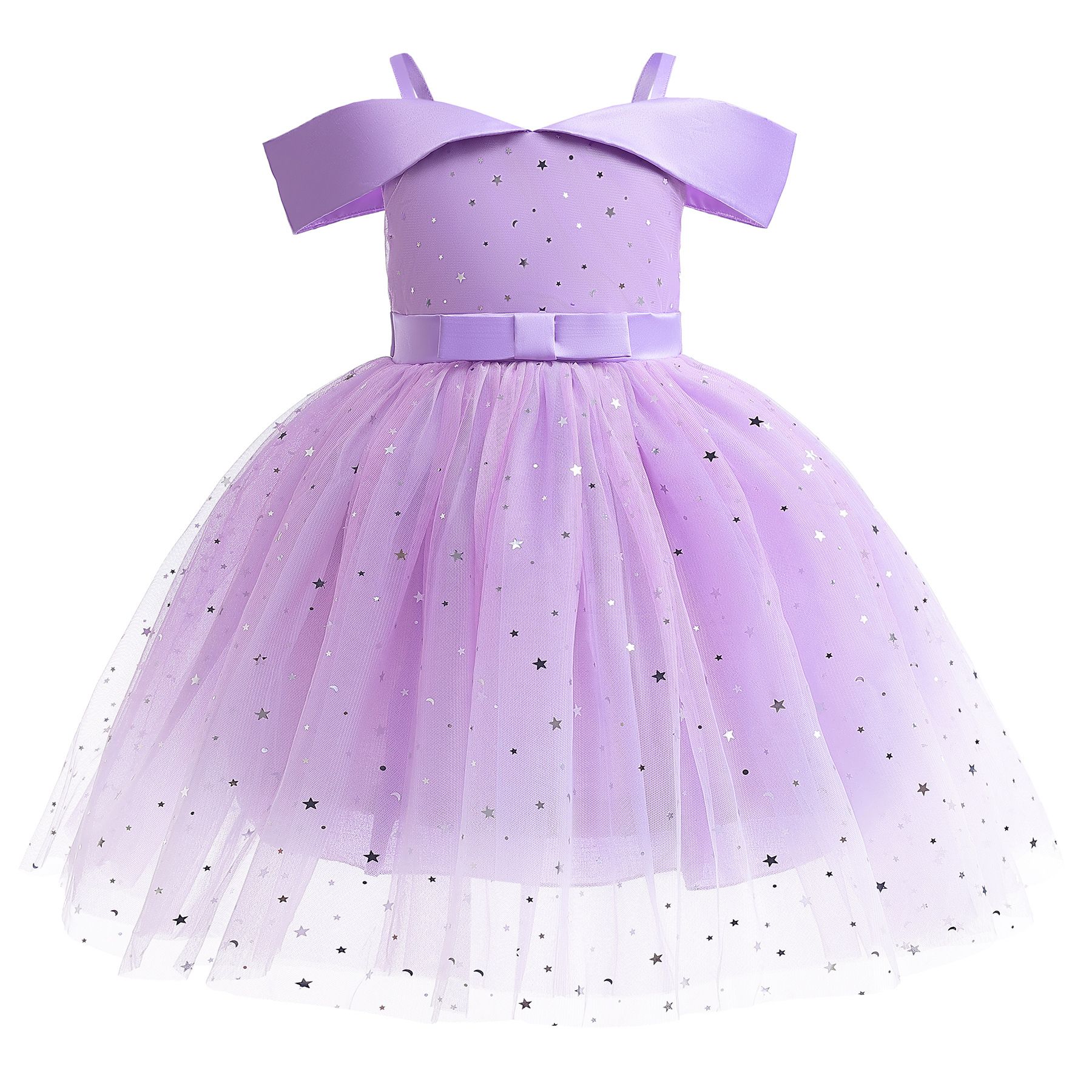 Girl's dress, cross-border children's clothing, little girl's ice and snow romance, Elsa princess dress, children's Elsa off the shoulder fluffy skirt