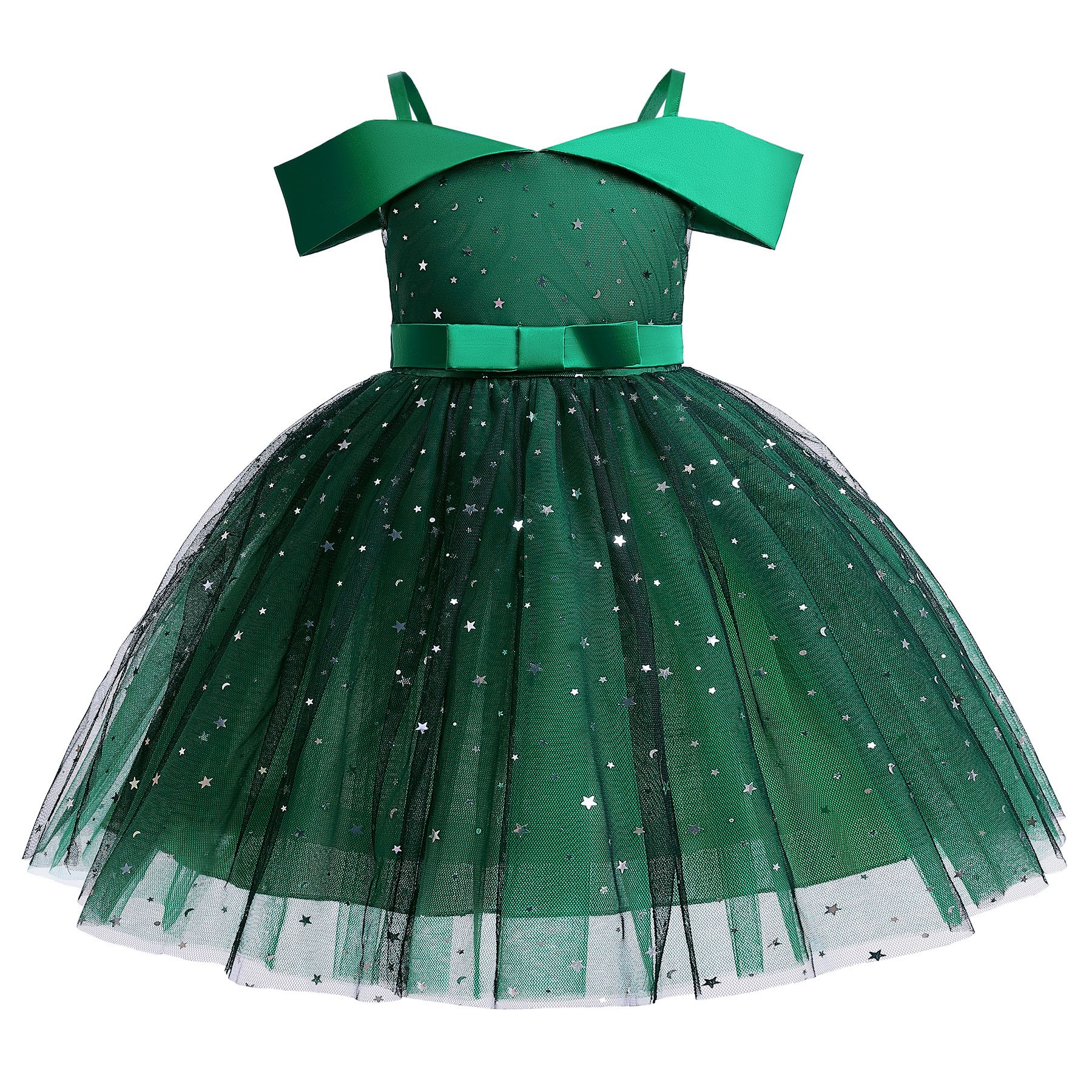 Girl's dress, cross-border children's clothing, little girl's ice and snow romance, Elsa princess dress, children's Elsa off the shoulder fluffy skirt