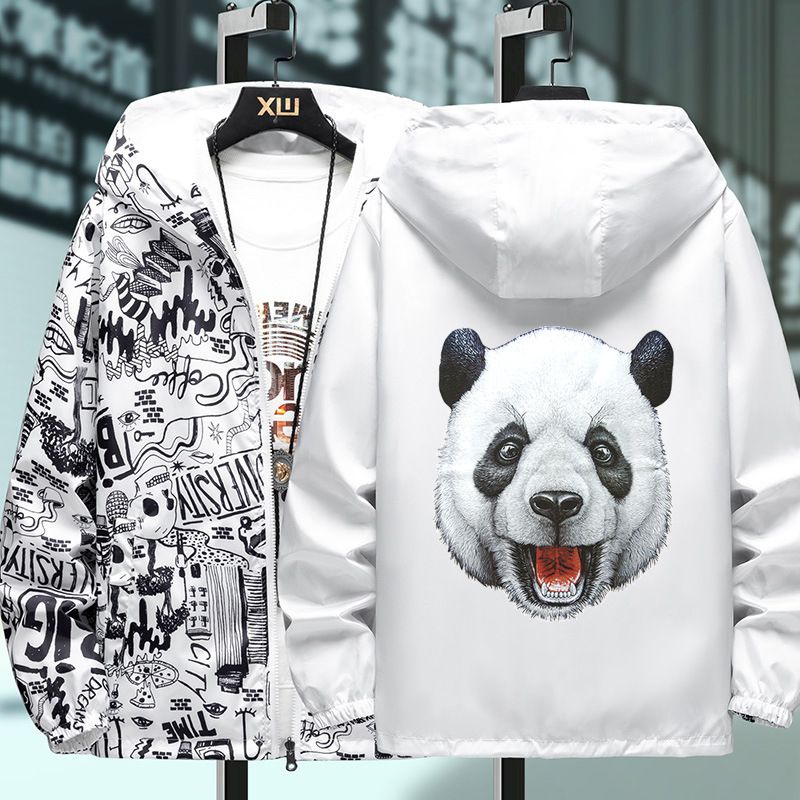 Spring clothing, two sided jacket, men's hooded, two sided sports jacket, men's and women's thin slim fit trench coat, student class uniform