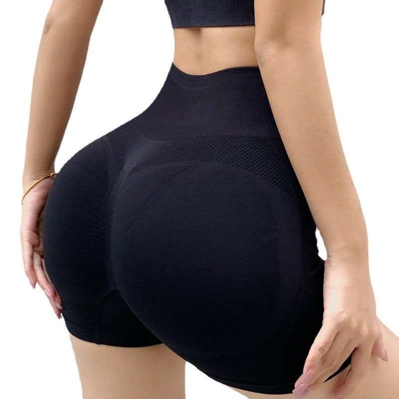 New sports and fitness shorts, high waist and tight abdomen, breathable and elastic hip lifting, peach pants, anti glare, quick drying yoga pants, solid color fashionable and versatile