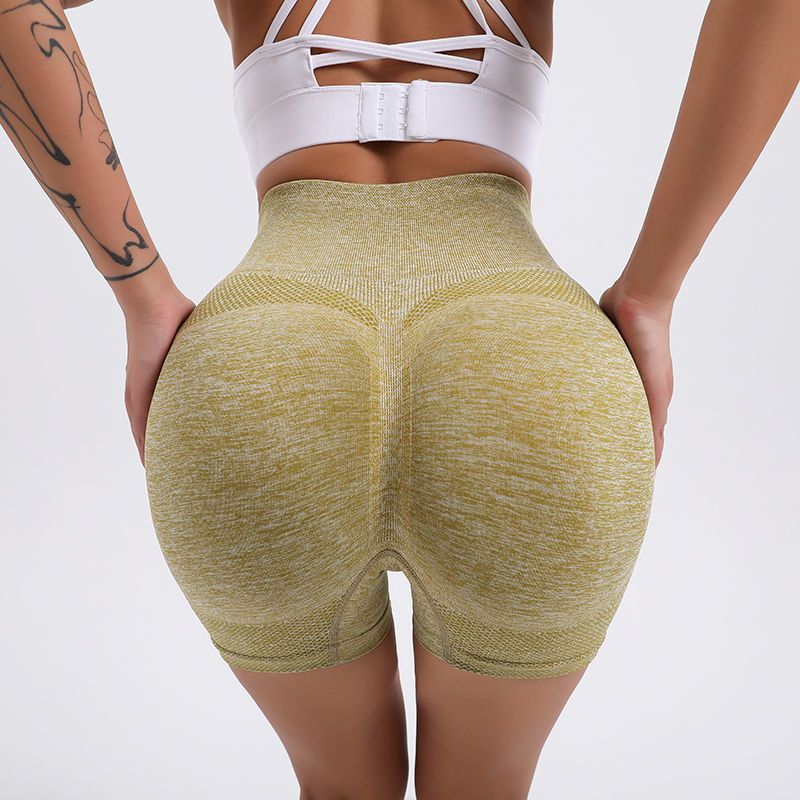 New sports and fitness shorts, high waist and tight abdomen, breathable and elastic hip lifting, peach pants, anti glare, quick drying yoga pants, solid color fashionable and versatile