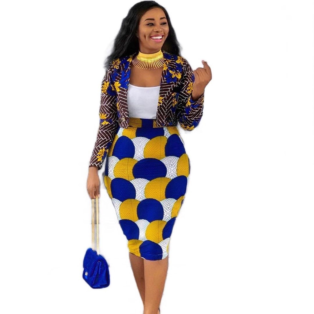 European and American women's fashion casual small suit jacket half skirt set two-piece set