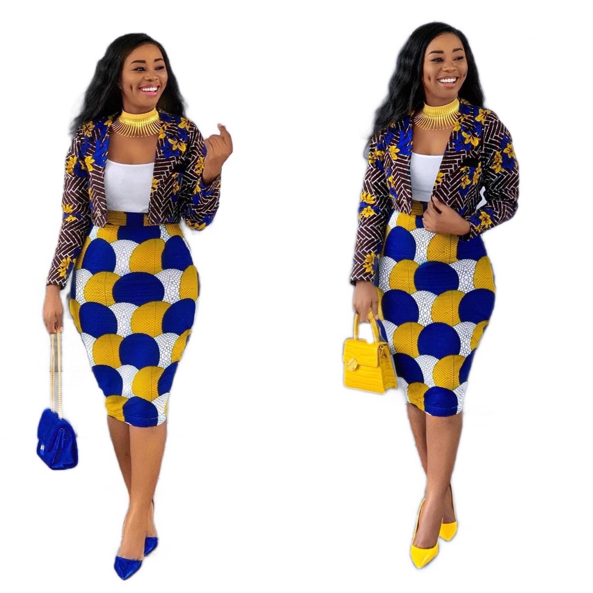 European and American women's fashion casual small suit jacket half skirt set two-piece set