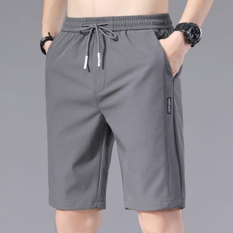 Summer thin five point ice silk casual shorts, men's large shorts, beach pants, wearing horse pants on the outside, summer shorts