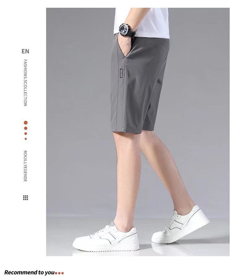 Summer thin five point ice silk casual shorts, men's large shorts, beach pants, wearing horse pants on the outside, summer shorts