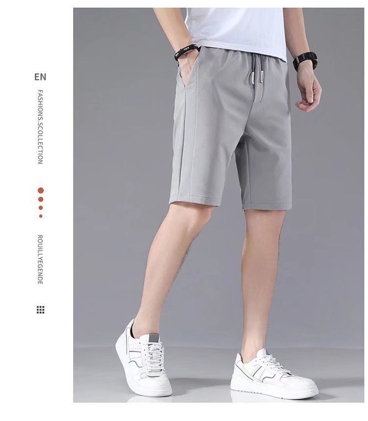Summer thin five point ice silk casual shorts, men's large shorts, beach pants, wearing horse pants on the outside, summer shorts
