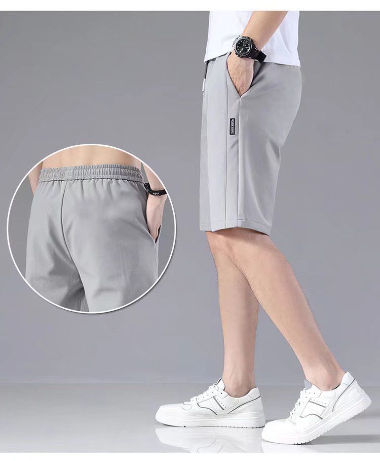 Summer thin five point ice silk casual shorts, men's large shorts, beach pants, wearing horse pants on the outside, summer shorts