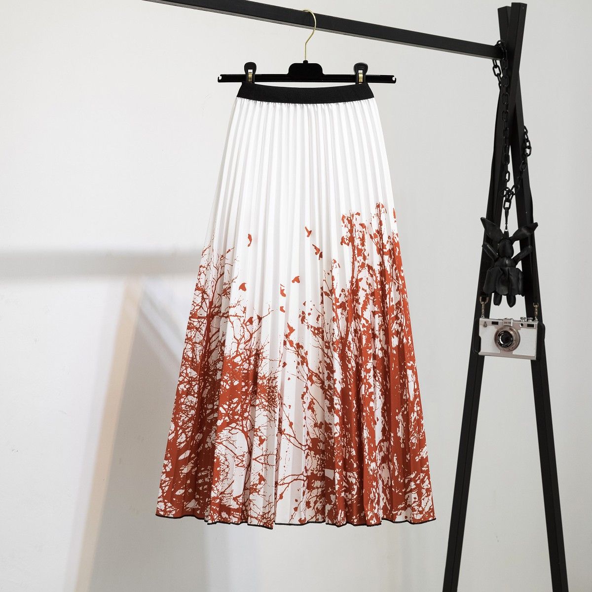 New half skirt women's clothing, popular African half skirt, printed cartoon pleated skirt, elastic waist large hem A-line skirt, fashionable and versatile