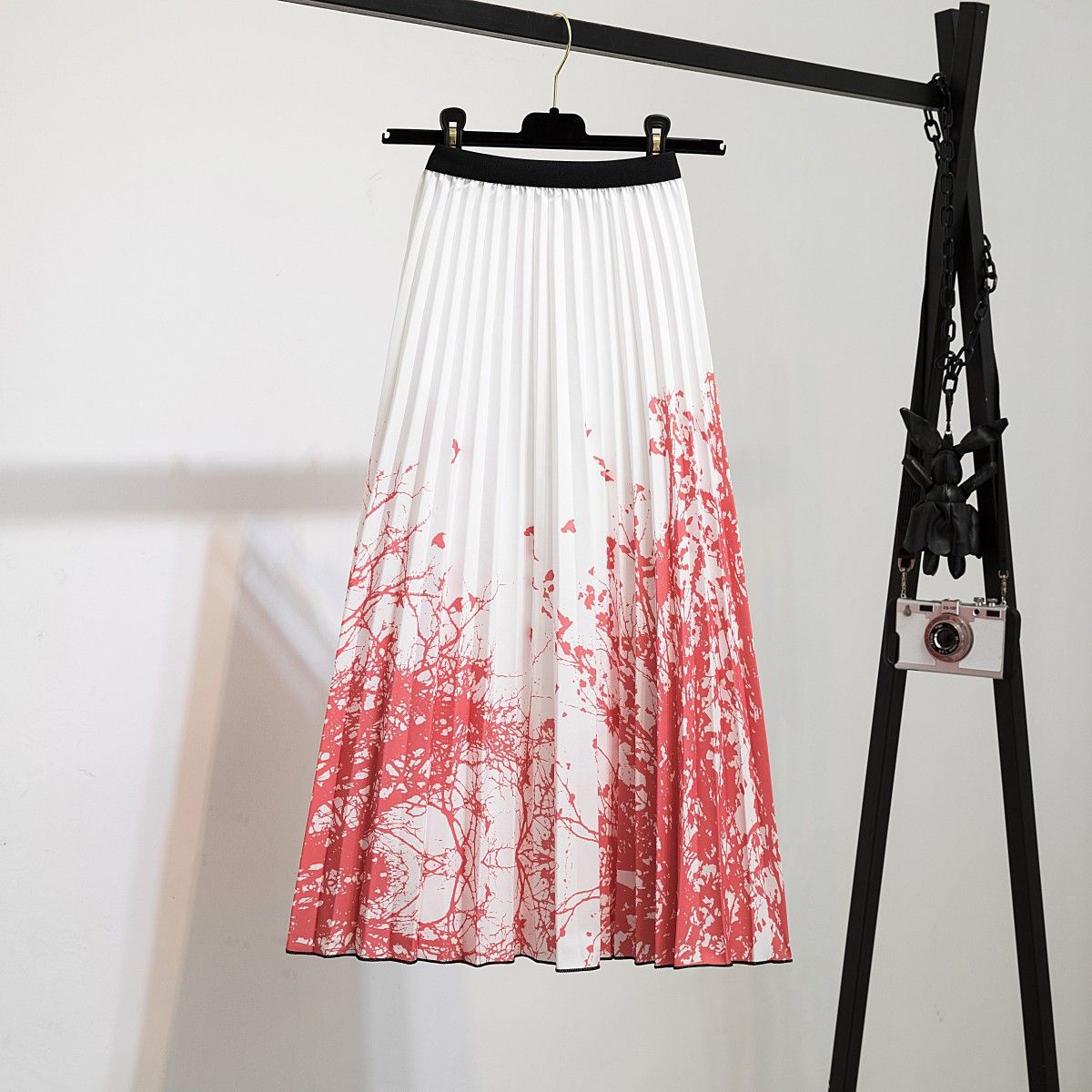 New half skirt women's clothing, popular African half skirt, printed cartoon pleated skirt, elastic waist large hem A-line skirt, fashionable and versatile