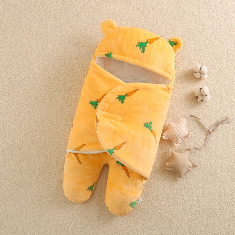Baby hug, flannel baby sleeping bag, thickened split leg anti kick, baby bag, autumn and winter newborn swaddling bag
