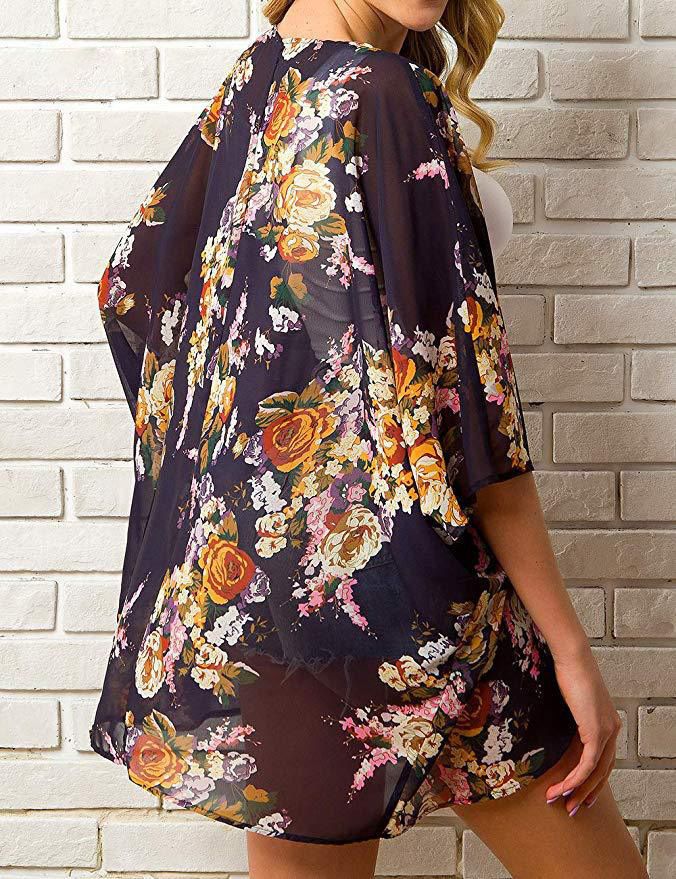 New summer women's clothing for 2024, beach style chiffon printed shawl cover up, cape sun protection shirt, short sleeved oversized cardigan chiffon shirt, fashionable trend
