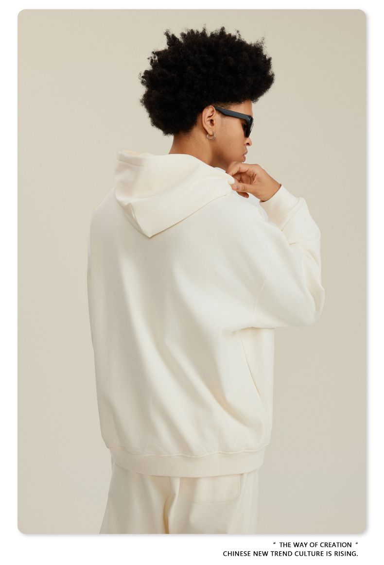 Heavyweight looped hoodie, American trendy brand solid color hoodie, trendy men's set hoodie, spring and autumn hoodie