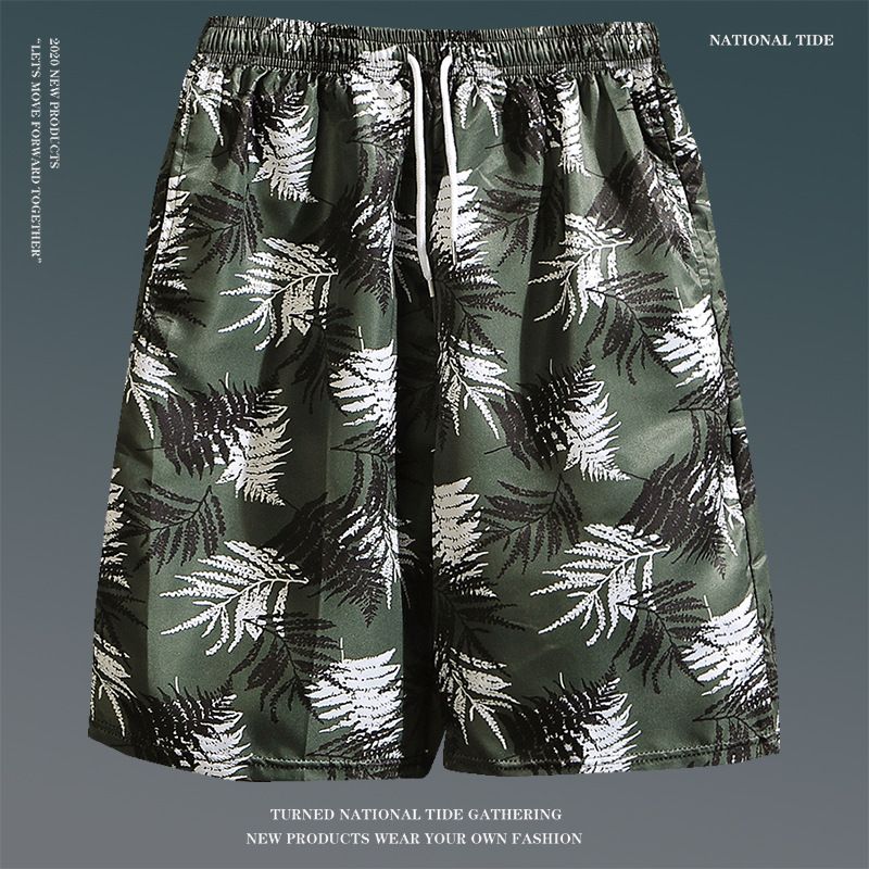Summer floral shorts for men, loose oversized Hawaiian beach pants with large shorts, breathable and quick drying, couple's capris for external wear, trendy shorts, quick drying pants