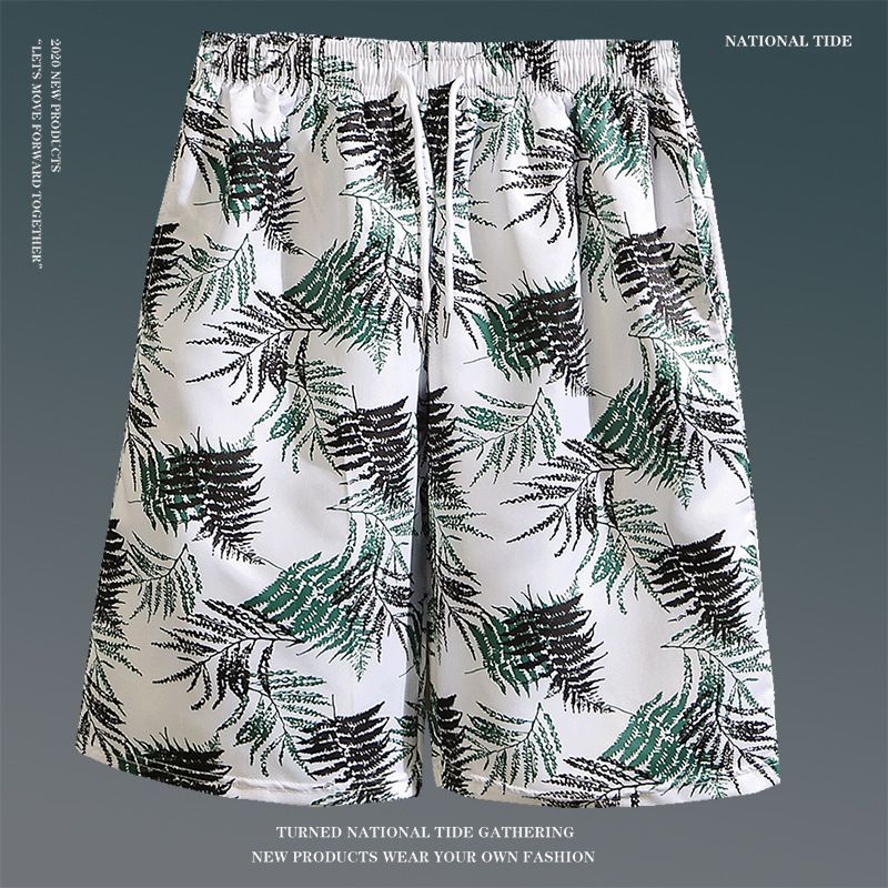 Summer floral shorts for men, loose oversized Hawaiian beach pants with large shorts, breathable and quick drying, couple's capris for external wear, trendy shorts, quick drying pants