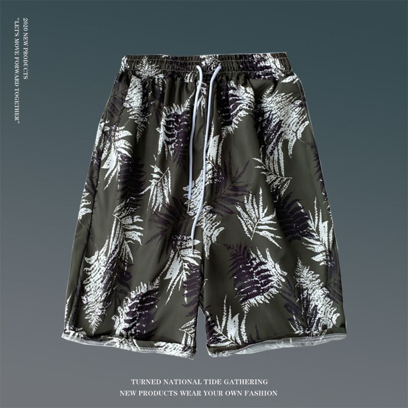 Summer floral shorts for men, loose oversized Hawaiian beach pants with large shorts, breathable and quick drying, couple's capris for external wear, trendy shorts, quick drying pants