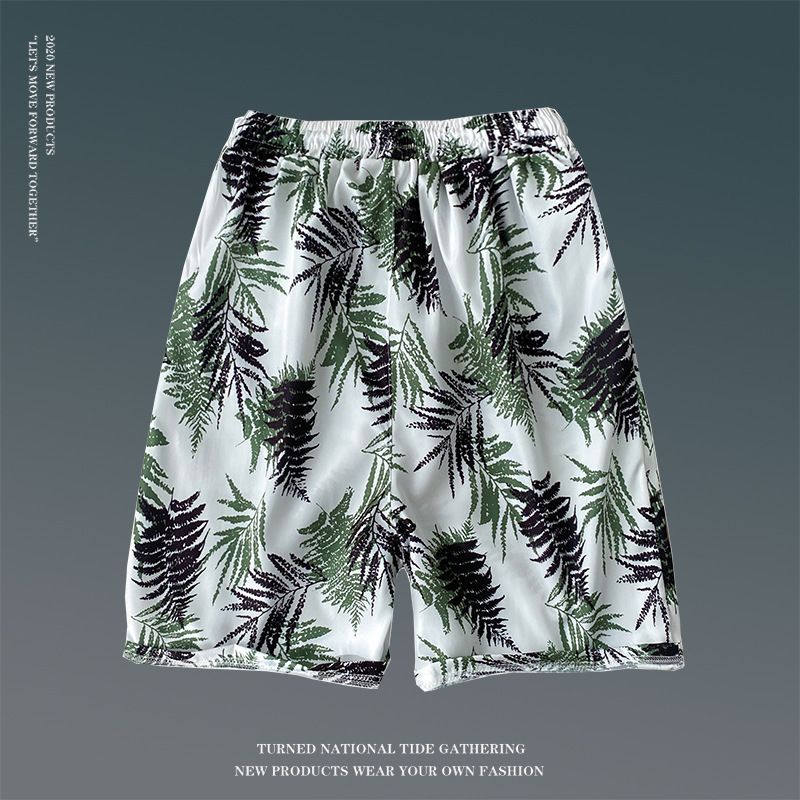 Summer floral shorts for men, loose oversized Hawaiian beach pants with large shorts, breathable and quick drying, couple's capris for external wear, trendy shorts, quick drying pants
