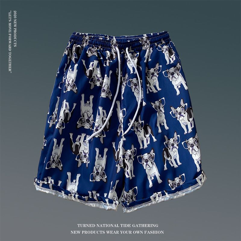 Summer floral shorts for men, loose oversized Hawaiian beach pants with large shorts, breathable and quick drying, couple's capris for external wear, trendy shorts, quick drying pants