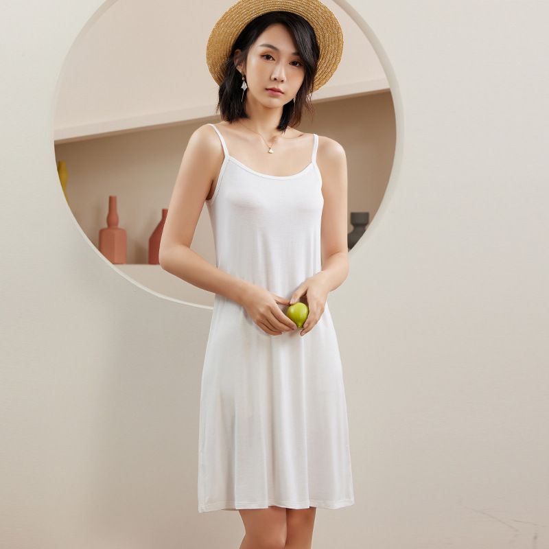 New Modal camisole dress for women's summer, with a bottom lining, black tank top long skirt, spring and autumn skirts, cotton anti glare bottom A-line skirt, soft, comfortable and breathable