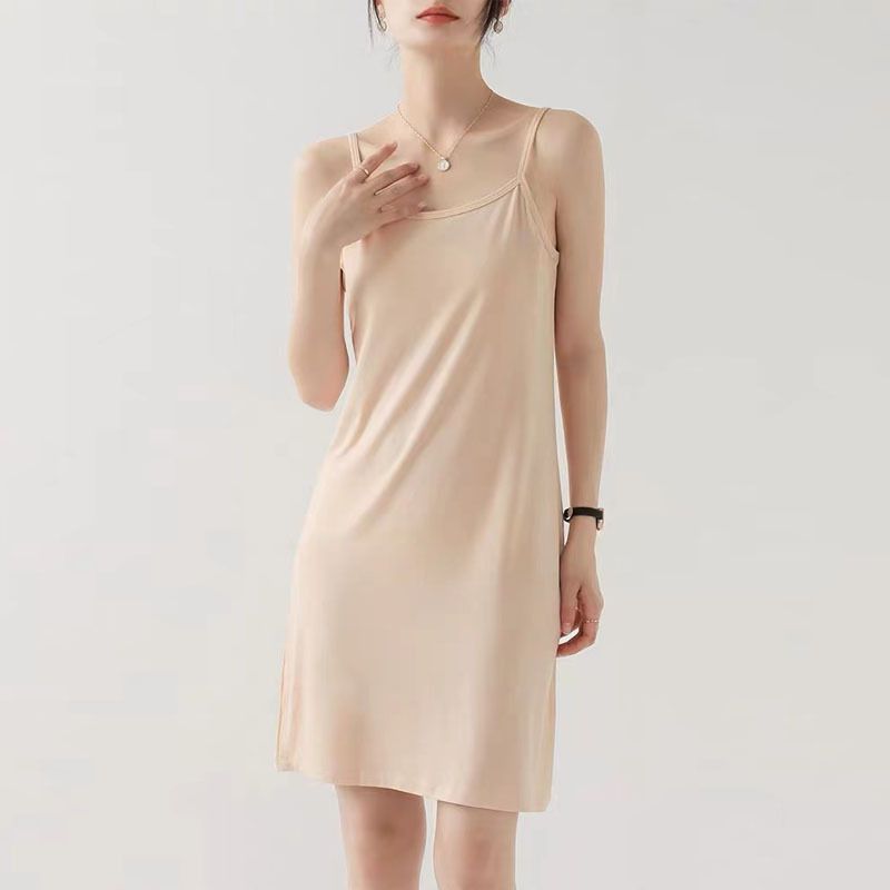 New Modal camisole dress for women's summer, with a bottom lining, black tank top long skirt, spring and autumn skirts, cotton anti glare bottom A-line skirt, soft, comfortable and breathable
