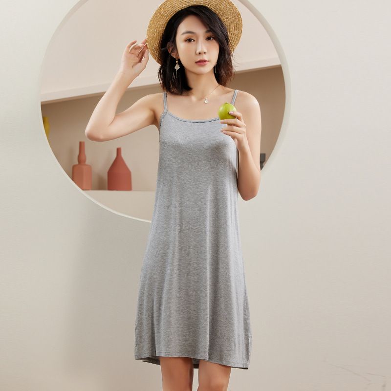 New Modal camisole dress for women's summer, with a bottom lining, black tank top long skirt, spring and autumn skirts, cotton anti glare bottom A-line skirt, soft, comfortable and breathable