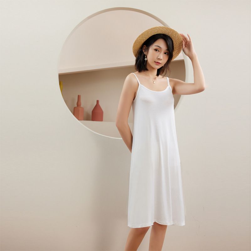 New Modal camisole dress for women's summer, with a bottom lining, black tank top long skirt, spring and autumn skirts, cotton anti glare bottom A-line skirt, soft, comfortable and breathable