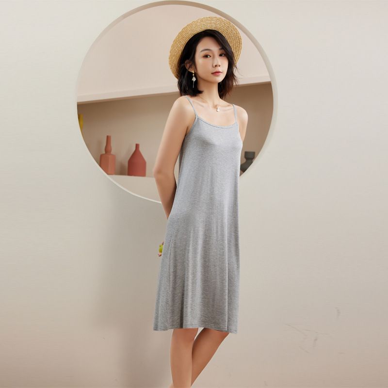 New Modal camisole dress for women's summer, with a bottom lining, black tank top long skirt, spring and autumn skirts, cotton anti glare bottom A-line skirt, soft, comfortable and breathable