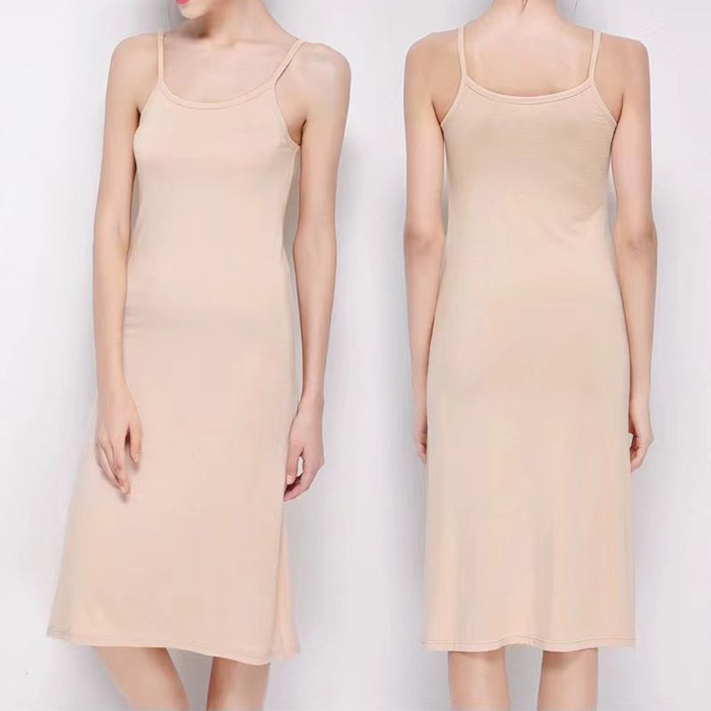 New Modal camisole dress for women's summer, with a bottom lining, black tank top long skirt, spring and autumn skirts, cotton anti glare bottom A-line skirt, soft, comfortable and breathable