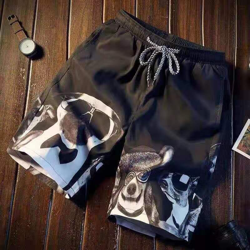 New summer beach pants, surfing printed shorts, men's loose casual shorts, men's capris, beach swimwear, lace up slim fit couple shorts, quick drying pants