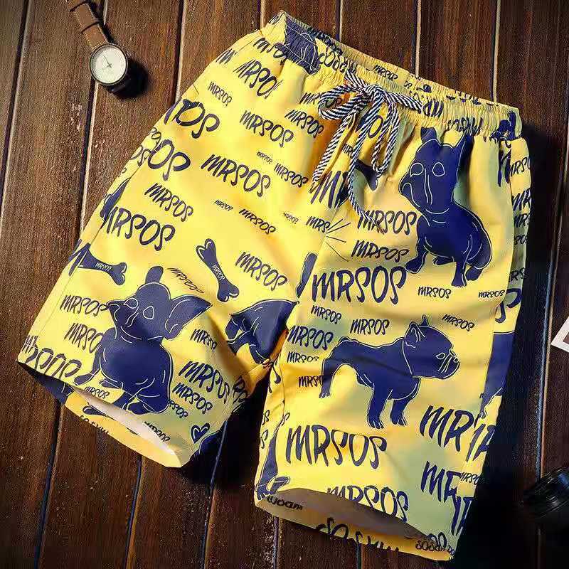 New summer beach pants, surfing printed shorts, men's loose casual shorts, men's capris, beach swimwear, lace up slim fit couple shorts, quick drying pants