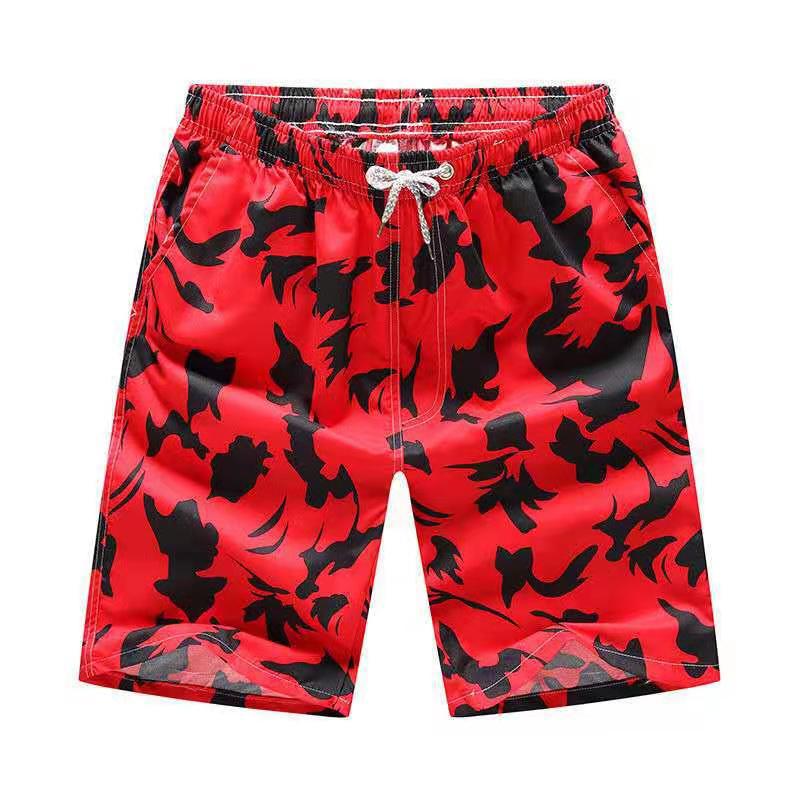 New summer beach pants, surfing printed shorts, men's loose casual shorts, men's capris, beach swimwear, lace up slim fit couple shorts, quick drying pants