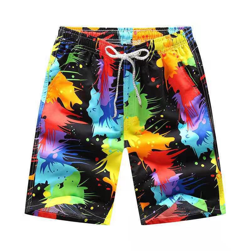 New summer beach pants, surfing printed shorts, men's loose casual shorts, men's capris, beach swimwear, lace up slim fit couple shorts, quick drying pants