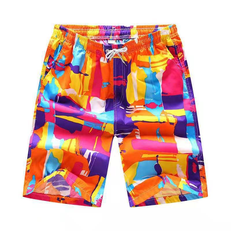 New summer beach pants, surfing printed shorts, men's loose casual shorts, men's capris, beach swimwear, lace up slim fit couple shorts, quick drying pants